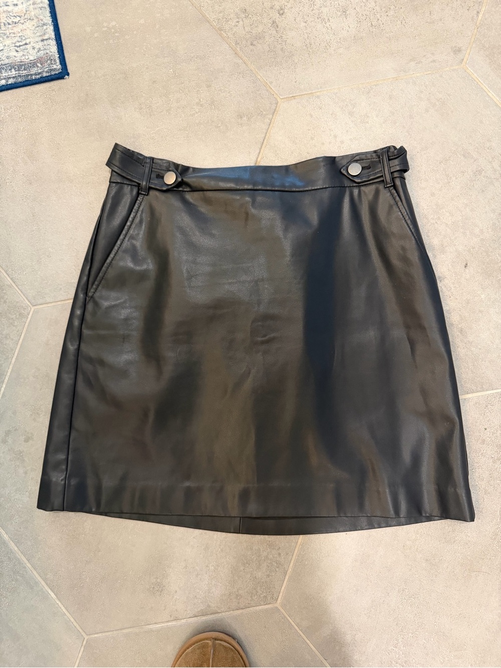 LOFT Faux Leather A-Line Mini Skirt